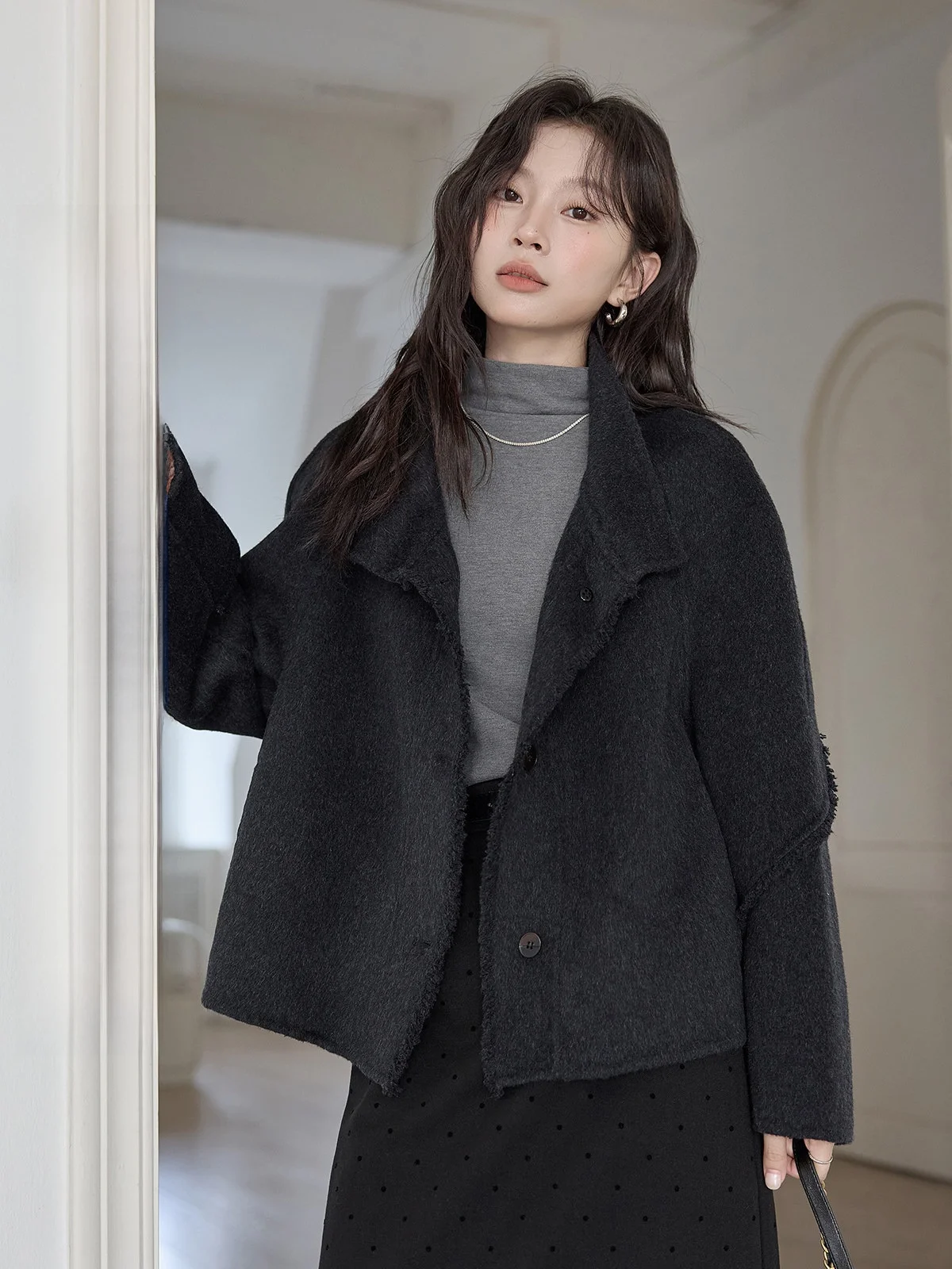 

Двустороннее шерстяное пальто женское, меховое, универсальное, осенне-зимнее, новинка, для повседневной носки, в корейском стиле, длинное