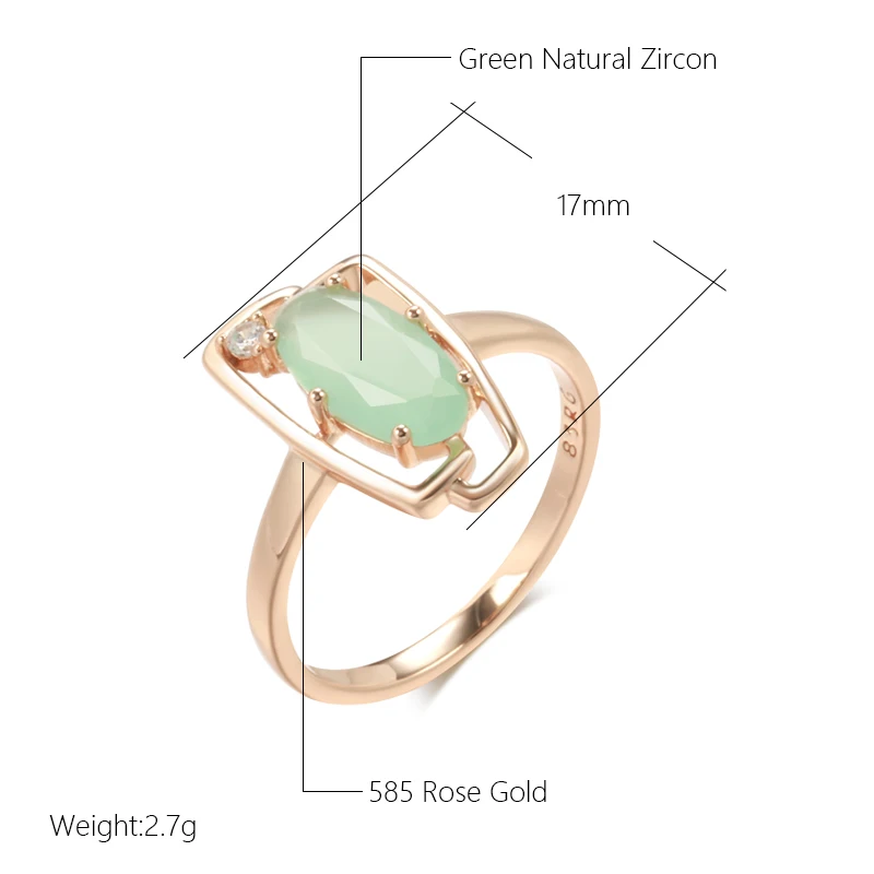 JULYDREAM Geometric Hollow Oval Mist Green Zircon Women\'s Rings 585 Rose Gold Color Fashion Jewelry Party Vintage Accessories