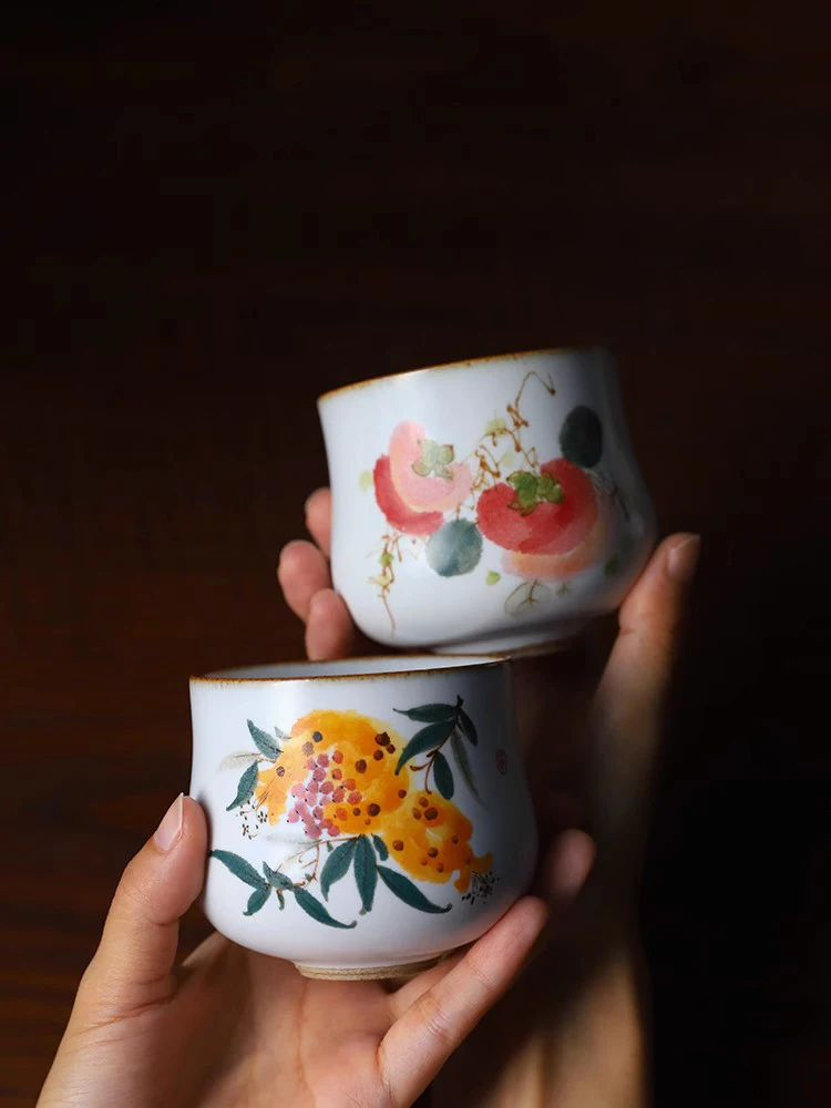 

Handmade Cerc Tea Cup Jingdezhen Warm Hand Single Cup Tea Brewing around the Fire Cup Personal Special Tea Set Rural Sle