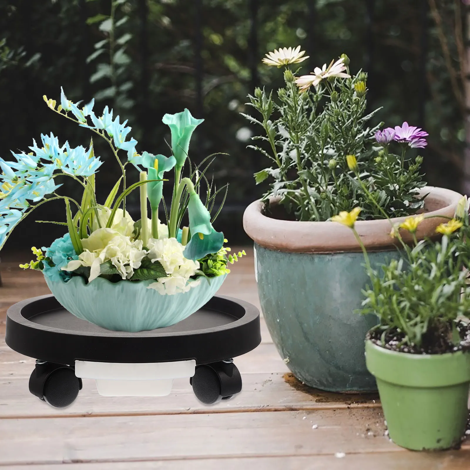 

Round Flowerpot 300# PP Durable Water Resistant Indoor Cart Dolly With Casters Outdoor Plant St Casters