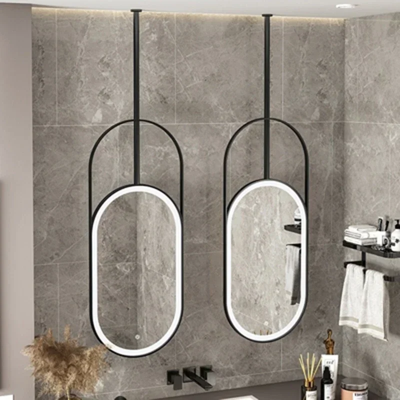 Oval Light Led Mirror Bathroom Wall Metal Frame Hairdressing Mirror Design Aesthetic Dekoracyjne Lustra Living Room Decoration