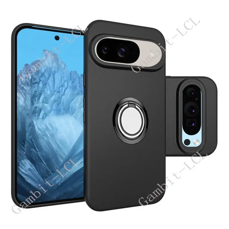 For Google Pixel 9 Pro Pixel9 GR83Y GEC77 G2YBB GUR25 Back Ring Holder Bracket Phone Case Soft Silicone TPU Original Shockproof