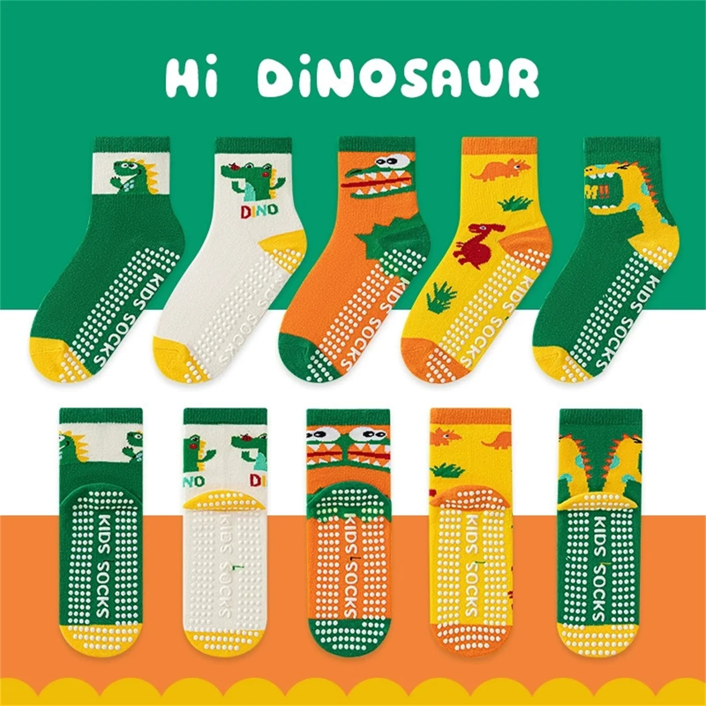 

10 Pairs Kids Cartoon Non-Slip Grip Trampoline Socks for Playground Indoor Sports - Anti-Slip Floor Socks for Boys Girls