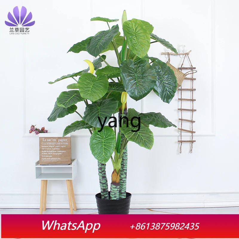 

CX Simulation Potted Living Room Decoration Landscape Large Alocasia Macrorrhiza Fake Trees Decoration Bionic Green Plant