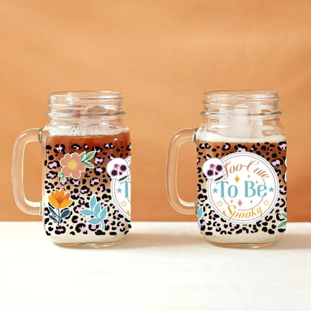 UV DTF Cup Wraps Transfer Stickers Skeleton Pattern 10 Sheets Waterproof  Vinyl Transfer Sticker 16oz Coffee Glass Cup