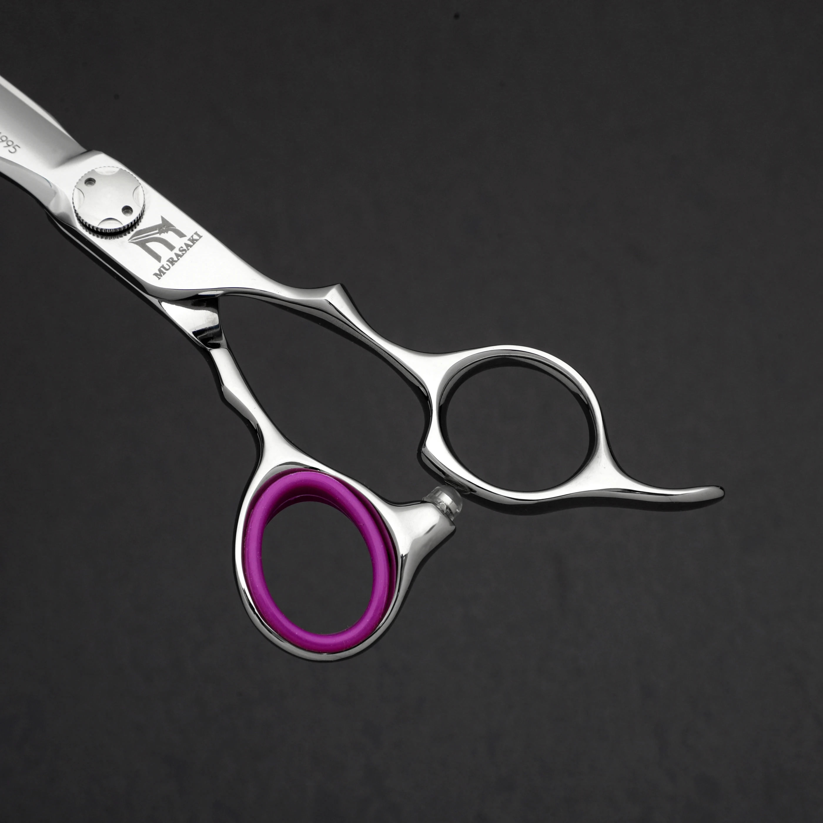 MURASAKI Serrated blade scissors，6 to 6.8 inch Professional barber scissors，Hitachi 440C steel High quality barber accessories