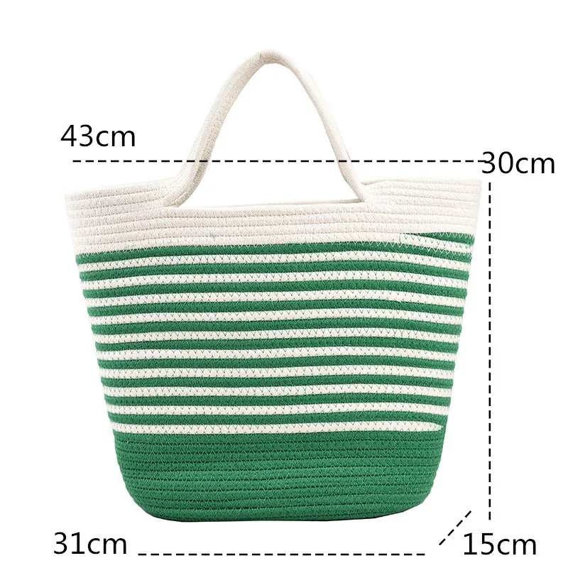 New Cotton Woven handbag for Women Handmade Cotton Ladies  Large Capacity Shopper Bag Summer Braid Beach bag Female Travel Tote