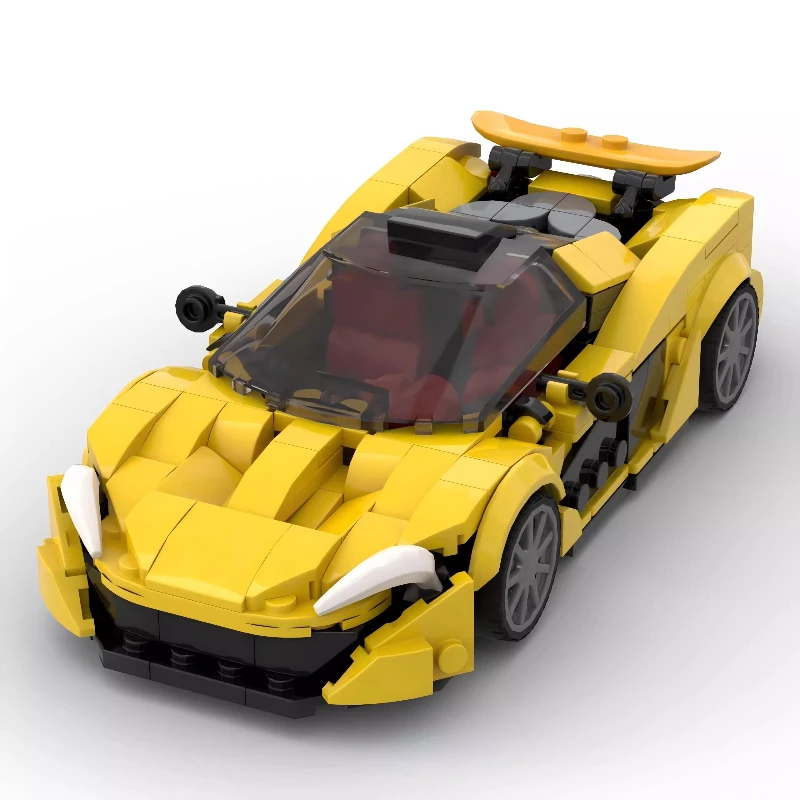 

MOC Urban Speed Sports Car 8-Grid Car Building Blocks Set Yellow McLaren P1 Racing Model DIY Kids Assembly Toy Boy Birthday Gift