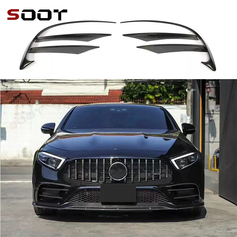 

For Mercedes Benz CLS Class W257 2018+ Carbon fiber front bumper separator decorative wind knife models installed Auto Parts