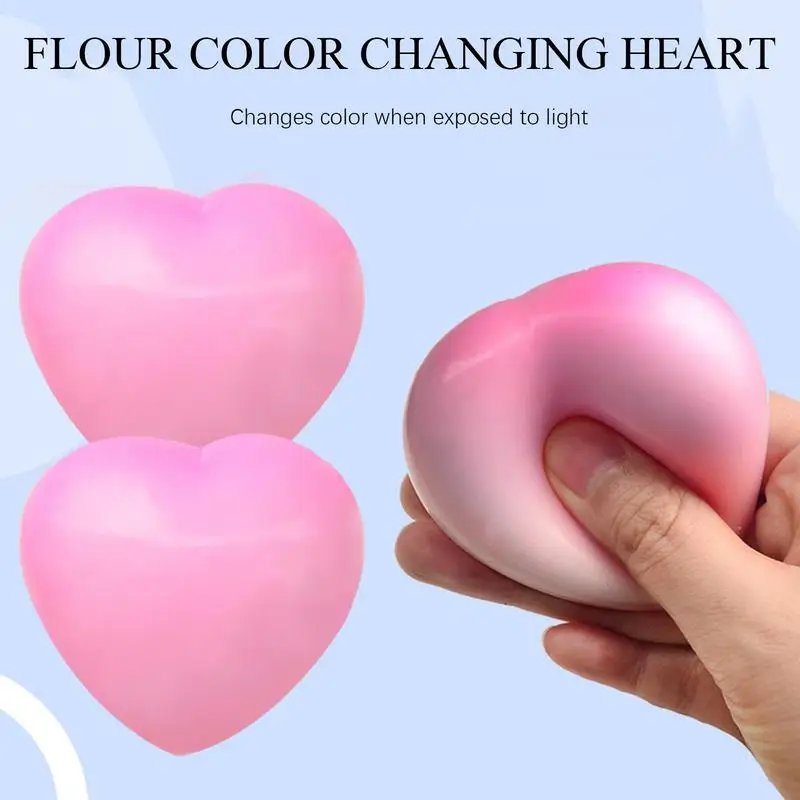 Funny Anti Stress Ball Toys Squeeze Heart Shaped Ball Color Changing Squeeze Heart Shape Stress Ball Fun Party Favors for Kids