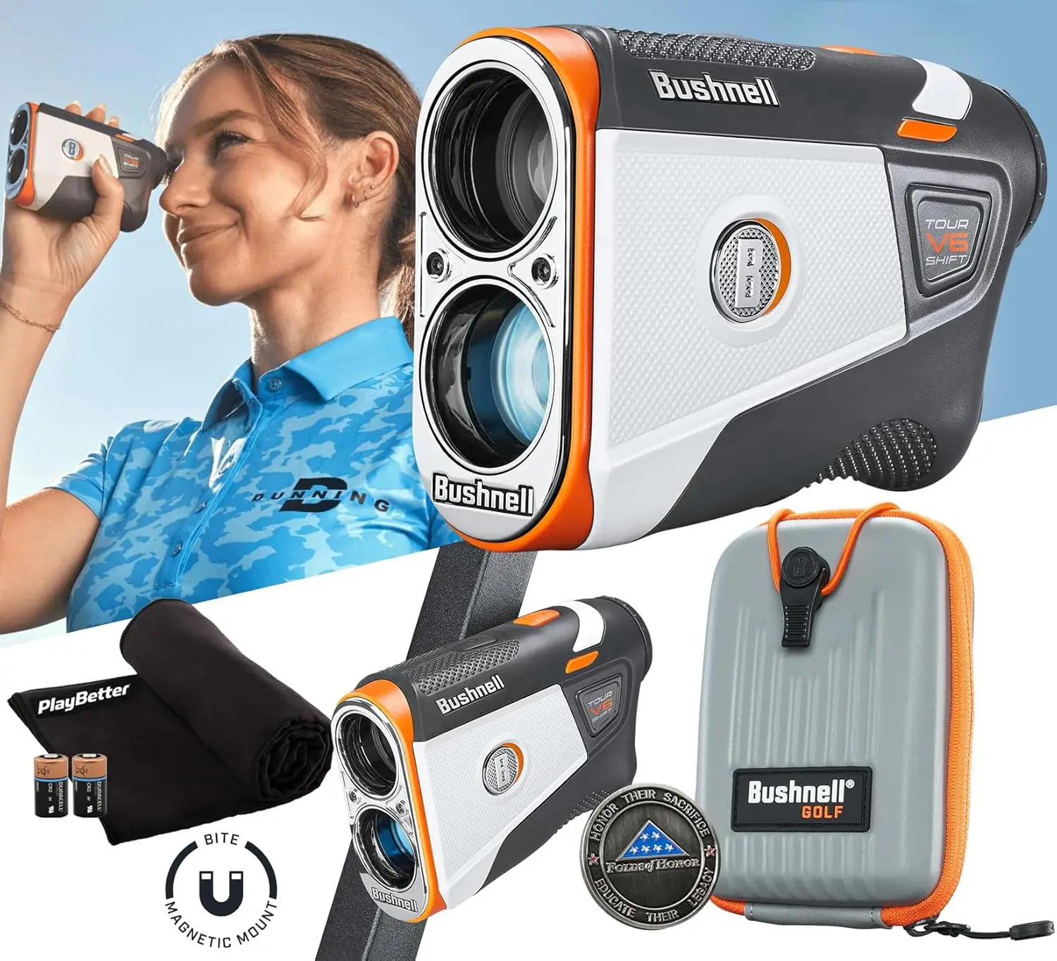 

Golf Rangefinder Bundle - PinSeeker with Visual JOLT, BITE Magnetic Mount - Includes PlayBetter Microfiber Towe