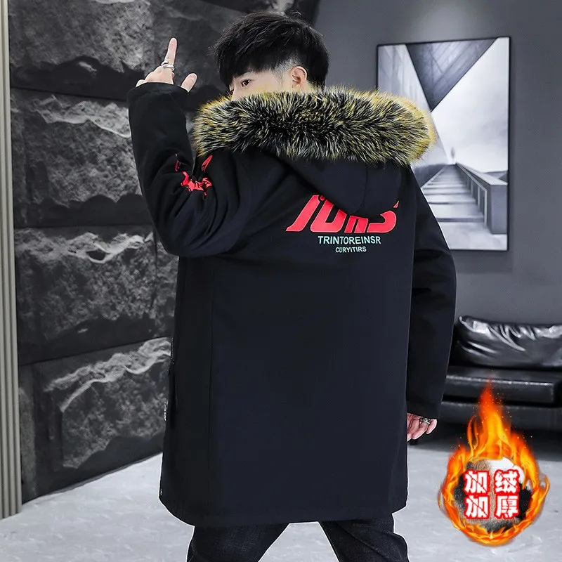 2023 Winter Coat Men Parka Homme Parka Mens Winter Jacket Men Big Fur Collar Fashion Middle Long Coats