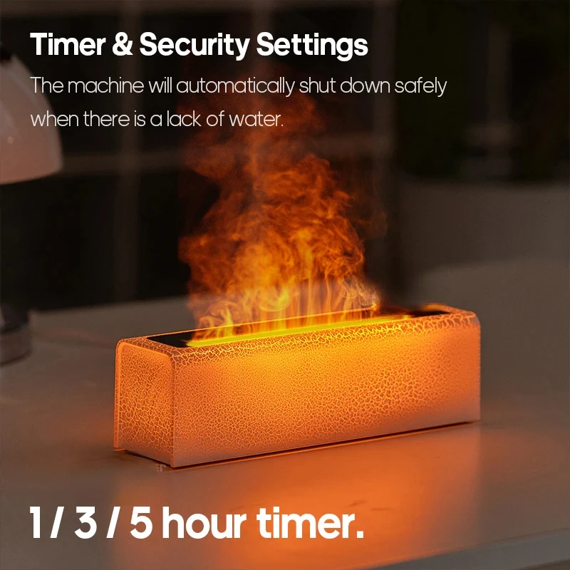 Difusor de Aroma de aceites esenciales KINSCOTER, humidificador de aire con llama, Difusor ultrasónico de niebla fría con luz nocturna de fuego realista RGB