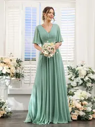 A16 Chiffon evening dress V-neck dress