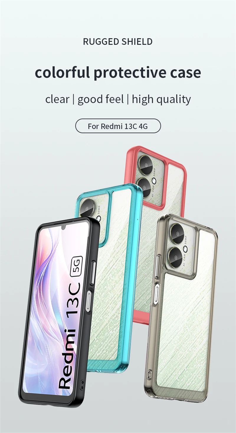 Colorful Transparent Case For Xiaomi Poco C65 Case Silicone Protective Back Case For Poco C65 Cover For Poco C65 C 65 6.74 inch