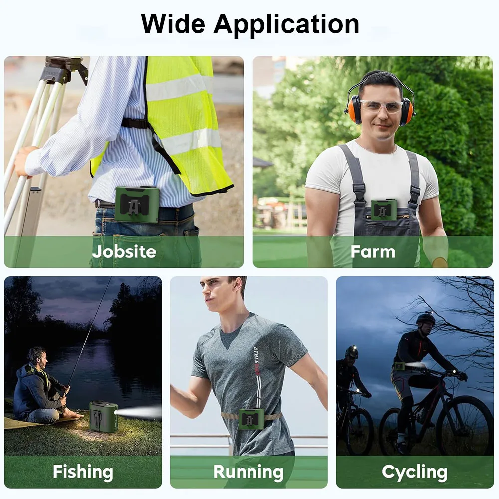 Портативный поясной вентилятор 10000 мАч Мини-подвесной вентилятор на шею USB Перезаряжаемый настольный вентилятор Открытый походный поясной вентилятор со светодиодной подсветкой Power Bank