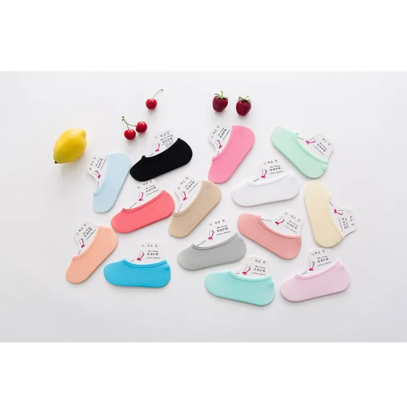 여름 벨벳 보이지 않는 보트 양말 여성 캔디 컬러 통기성 얇은 양말