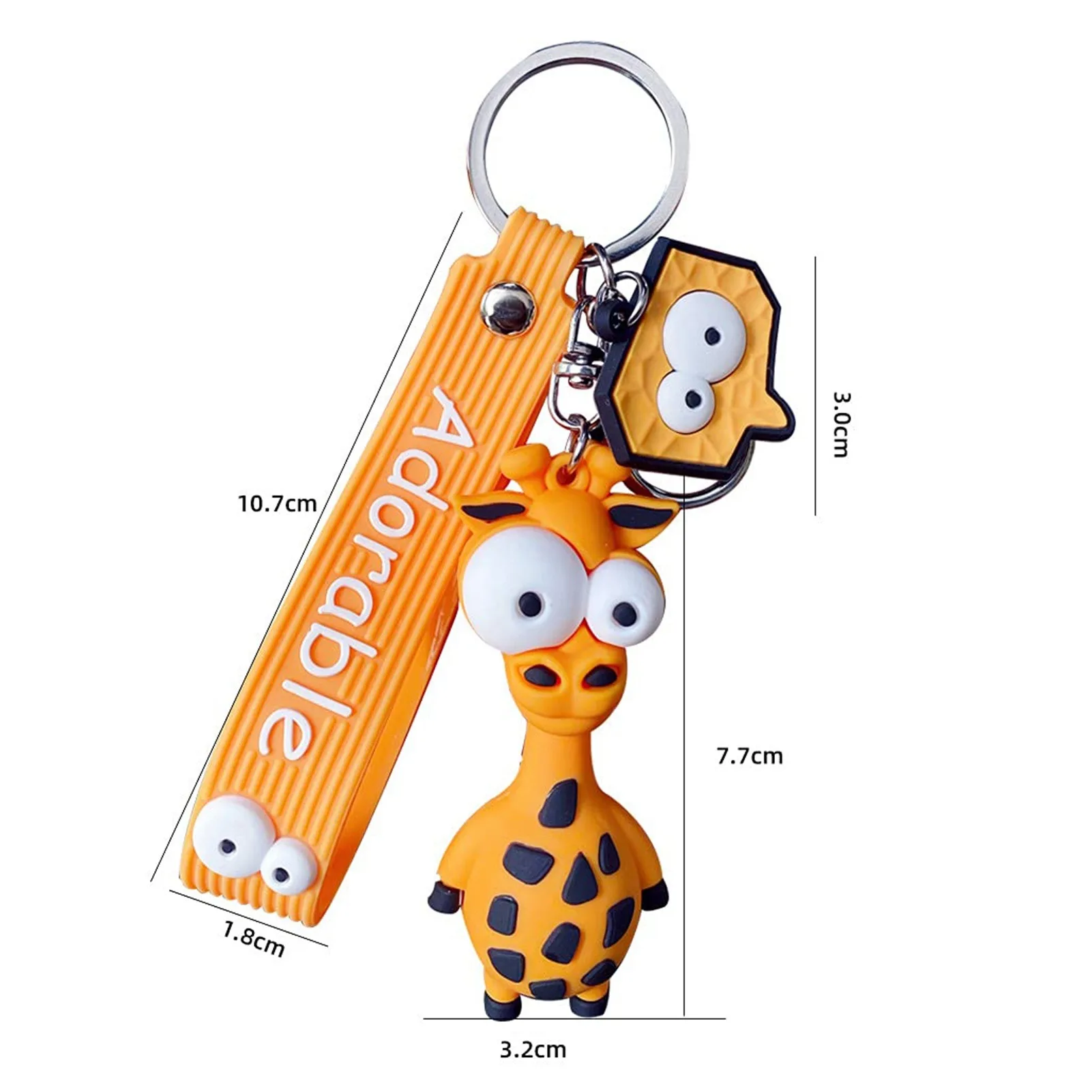 Novelty Ugly Big Eyes Funny Soft TPU Silicone Rubber Zoo Animals Pendant Strap Keychain Key Ring Holder Clip