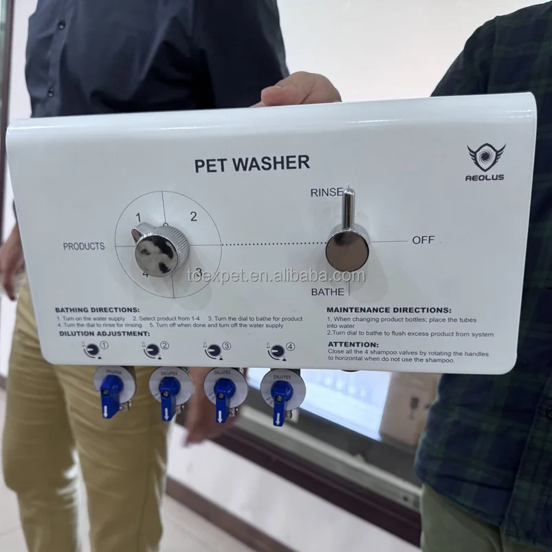 New Eco-Friendly Dog Hotel Shampoo Dispenser Stainless Pet Bathing System with Plastic Dispenser for Bathroom Use