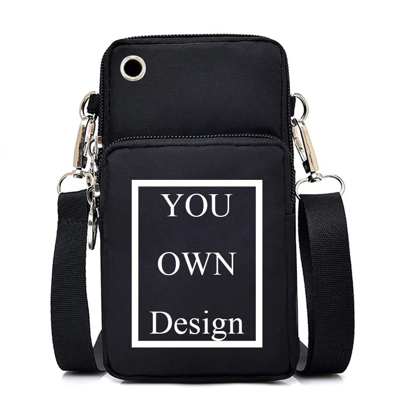 DIY Your Like Photo or Logo Women Men Customized Print Mobile Phone Bag Luminous Shoulder Bag Mini Handbag CrossBody Bag Purse