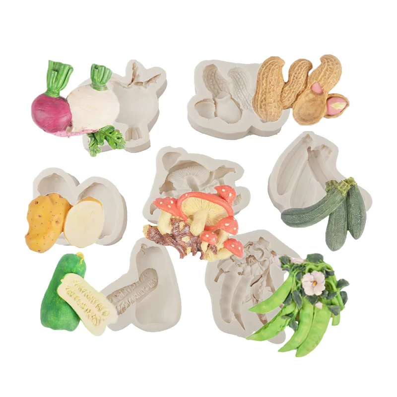 Mirosie Simulation Vegetable Series Silicone Molds Pea Mushroom Chili Chocolate Fondant Cake Mold Epoxy Resin Molds Cake Decor