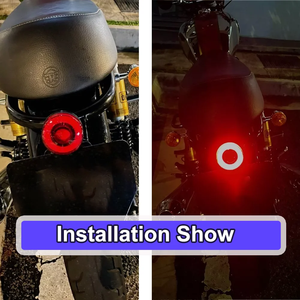 Round Brake Light Vintage Taillight Motorbike LED 12V Signals Stop Lamp for Harley Touring Dyna Cafe Racer Tricycle ATV UTV