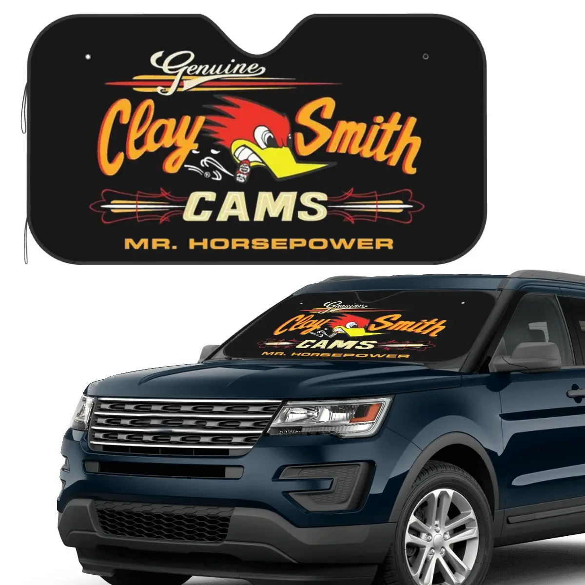 

Сделано в США, уличный козырек Mr.Horsepower Clay Smith Cams, солнцезащитный козырек на лобовое стекло автомобиля, переднее лобовое стекло, солнцезащитный козырек