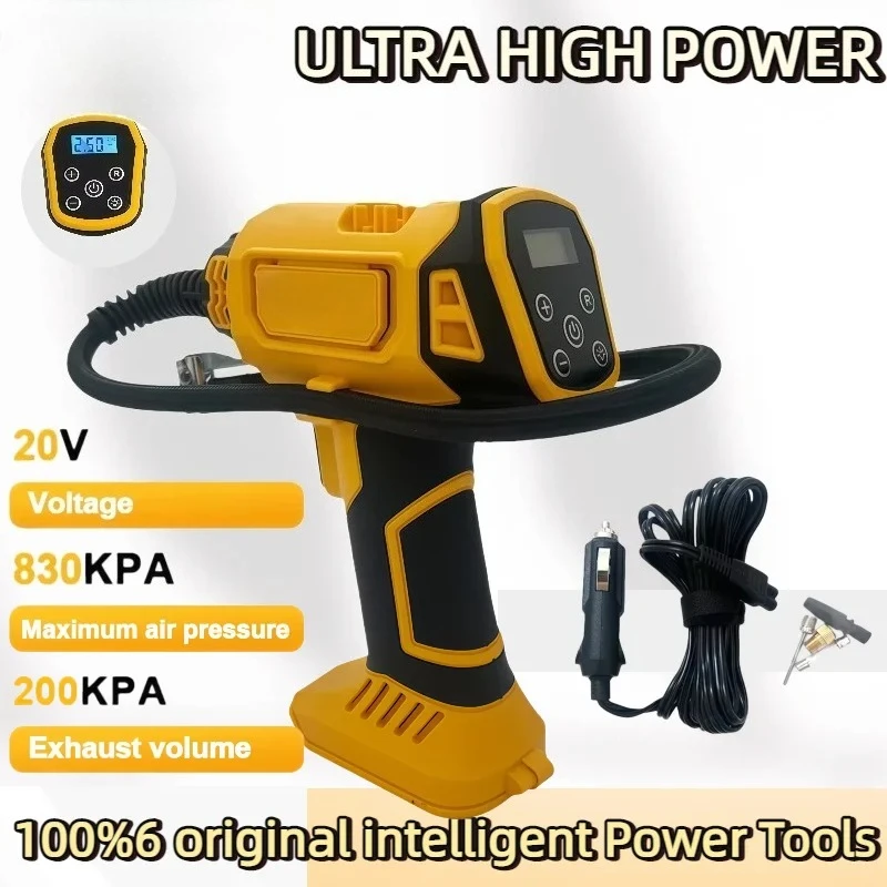 

Electric Air Pump Compressor Automatic with Digital Pressure Gauge Inflator Cordless Rechargeable Handheld For DEWALT battery