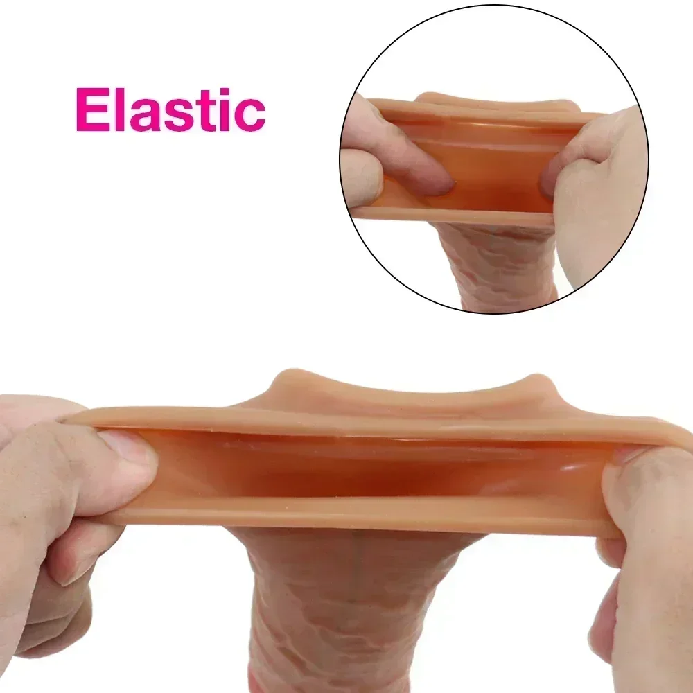 Soft Realistic Condoms For Men Reusable Penis Sleeve For Male Extender Dildo Enhancer Enlargement Condom Male Cock Sex Toys