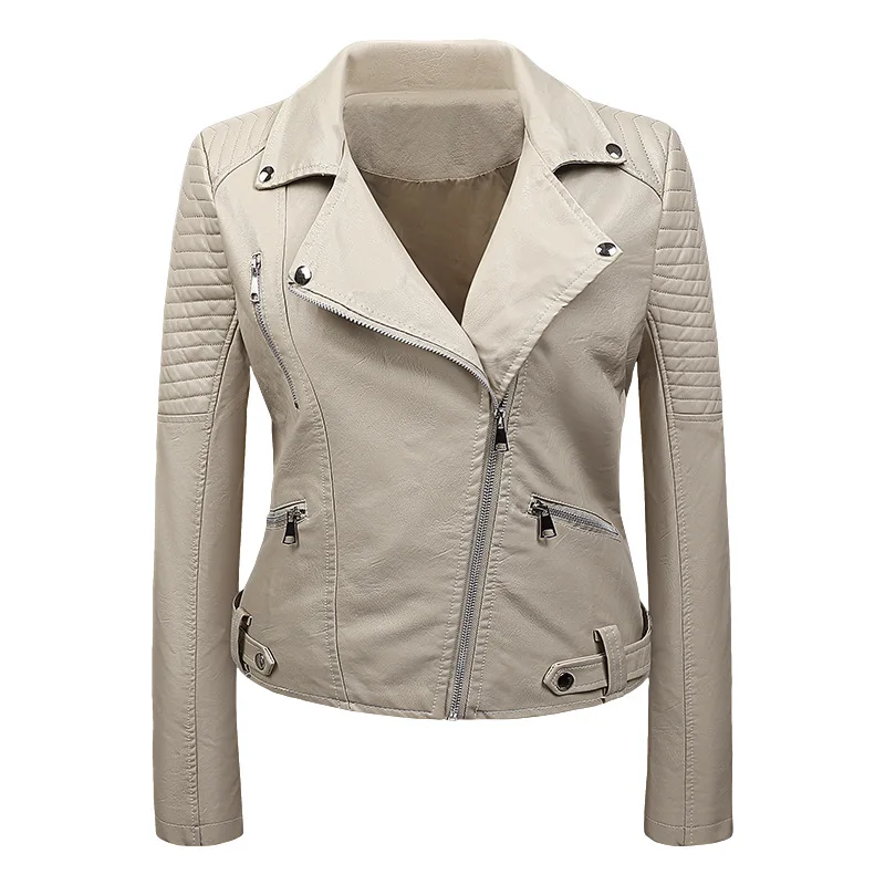 Motorfiets PU lederen jas, korte polo hals, punk rock jas, Harajuku Fit, lente en herfst, Koreaans, Fit