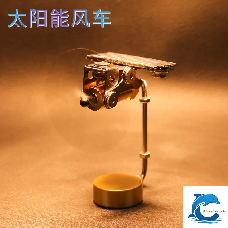 Suitable forSolar Car Ornament, Metal Model with Rotating Fan Blades, Luxury Interior Decor