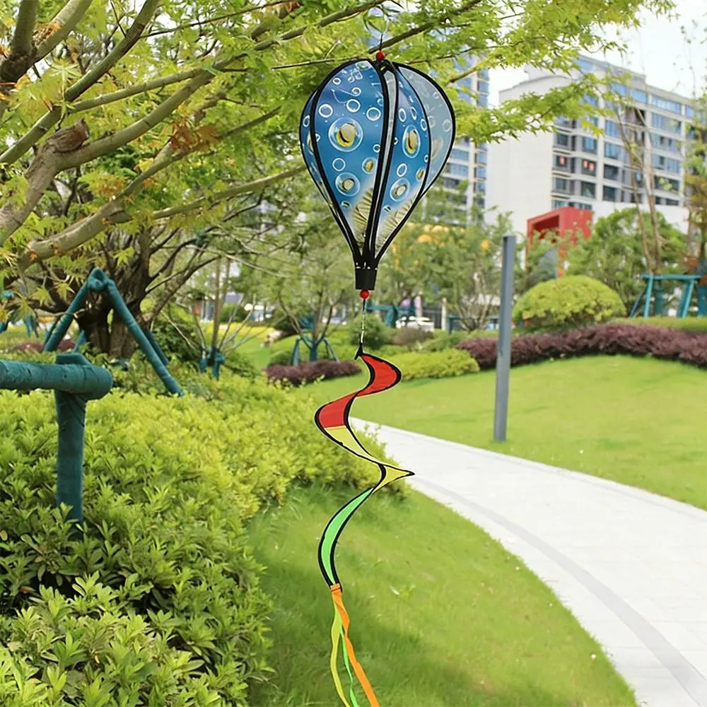Rotating Design Hot Air Balloon Colorful Design Bright Film Rainbow Windmill Glitter Effect Transparent Material Wind Twister