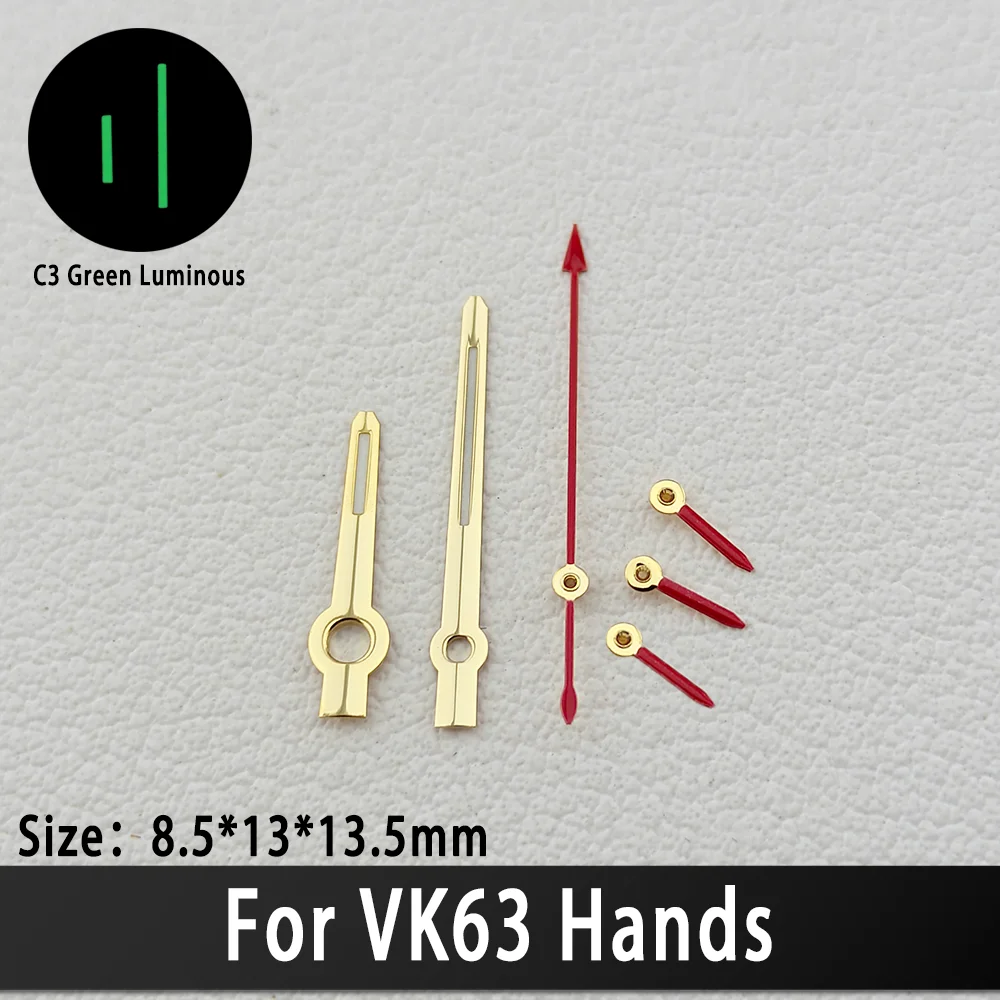For VK63 Hands C3 Green Luminous Watch Accessories Hands Suitable for VK 63 Quartz Movement Men‘s Watches Parts For Wristwatche image 5