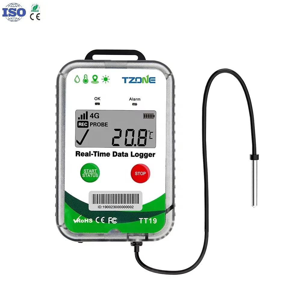 

Tzone Tt19ex Temperature Sensor with Gps Location Freezer Alarm Smart Data Logger Temperature Humidity