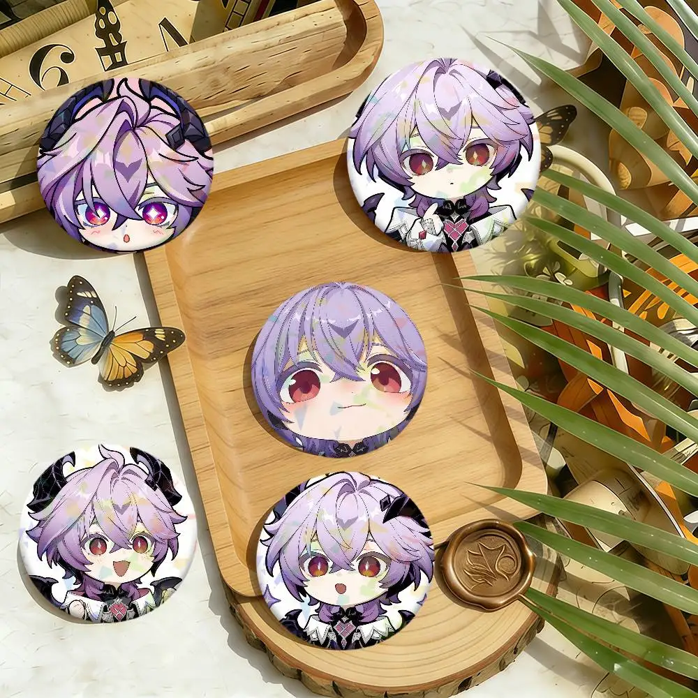 kawaii chibi durin game Genshin Impact Round Pin Brooch Laser Badges Collect Gifts Cosplay Clothes Backpack Decor