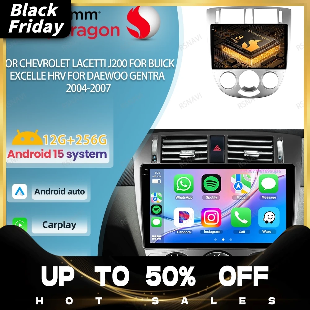 Car Radio Android 15 For Chevrolet Lacetti J200 For Buick Excelle Hrv For Daewoo Gentra Stereo DVD QLED BT Multimedia Qualcomm