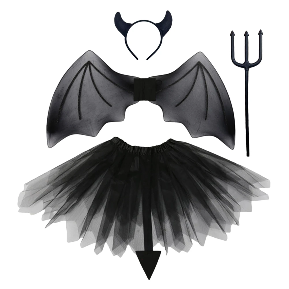 1 ensemble d'ailes de démon, accessoires de Costume d'halloween, coiffure de fête, jupe Cosplay, bandeau pour enfants et femmes, Halloween