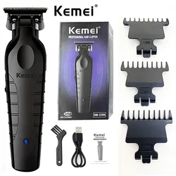 Kemei-cortadora de pelo inalámbrica 2299 para peluquero, 0mm, Zero Gapped, cortadora de tallado, depiladora, máquina de corte de acabado eléctrica profesional