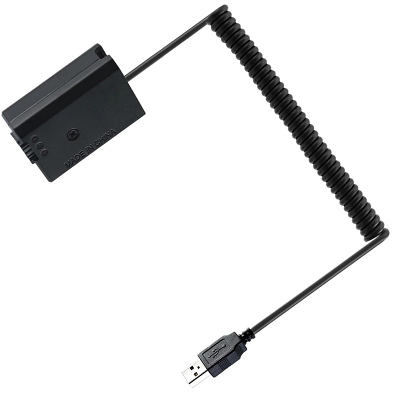 5X NP-FW50 Cable de carga USB de resorte de batería simulada para Sony A7 A7R A7S A7M A7II A7S2 A7M2 A7R2 A6500 A6300 acoplador CC