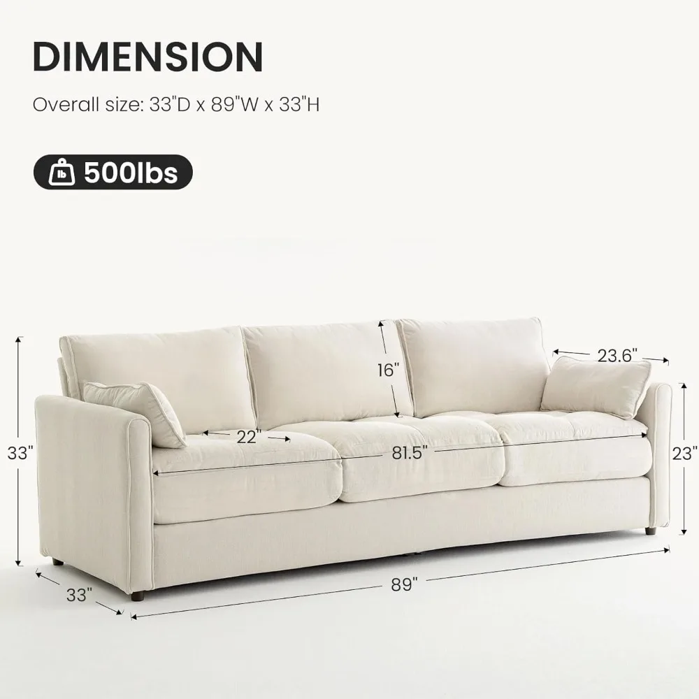 3-местный диван с глубоким сиденьем, карманами для хранения и широкими подлокотниками, удобная I-образная маленькая секция для гостиной