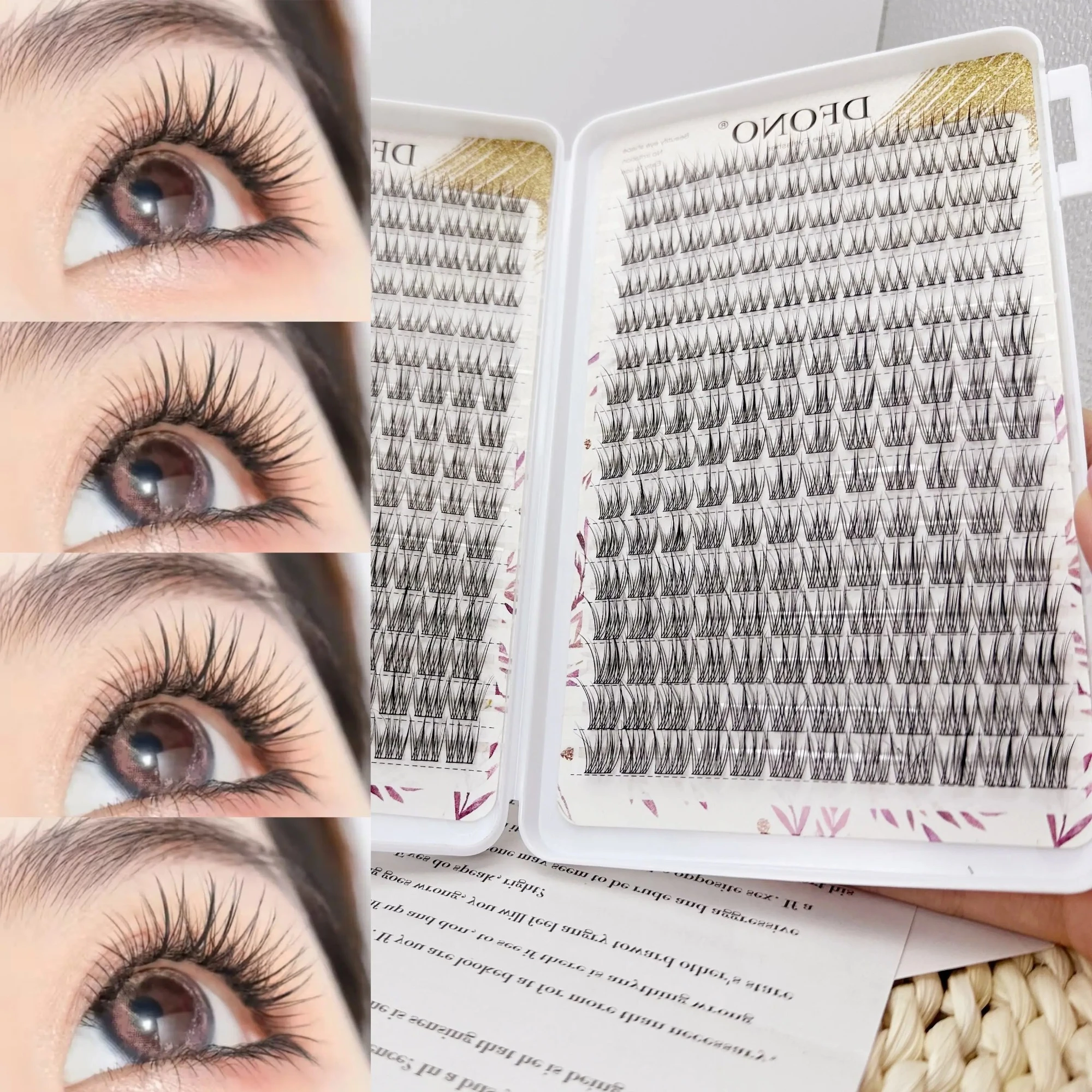 384 Weiche & Leichte Fischschwanz-Einzelwimpern - Wiederverwendbar, D-Curl, Perfekt für das tägliche Make-up