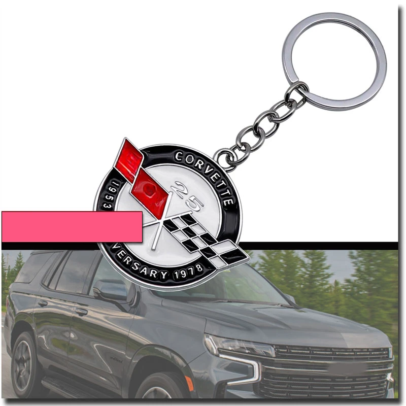 For Corvette C2 C3 C4 C5 C6 C7 C6-R C8 Key Chain Racing Style Metal Car Keyring Badge Chevrolet Key Universal Pendant