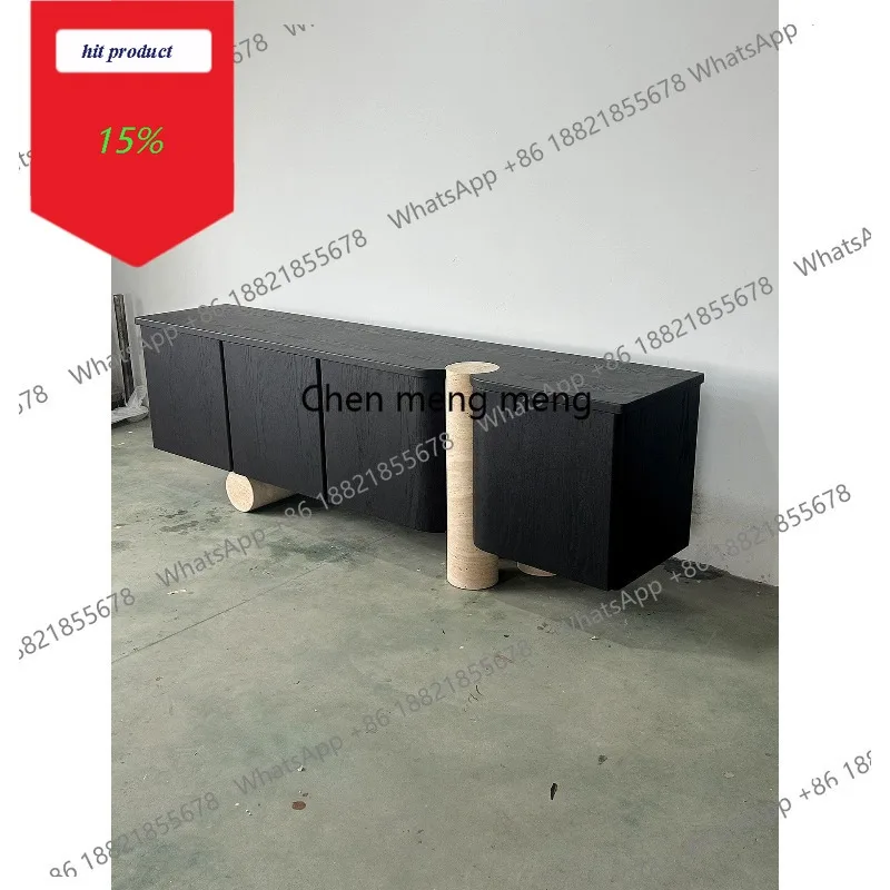 

M45 Italian minimalist natural travertine dining side cabinet designer locker living room solid wood TV cabinet