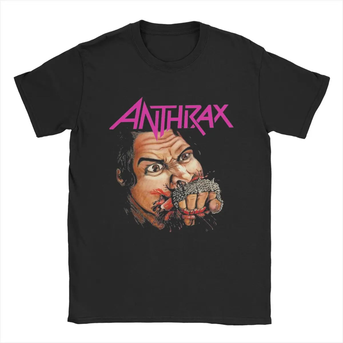 

Anthrax Band T-Shirt for Men Crazy Cotton Tees Round Collar Short Sleeve T Shirt Printed Clothes