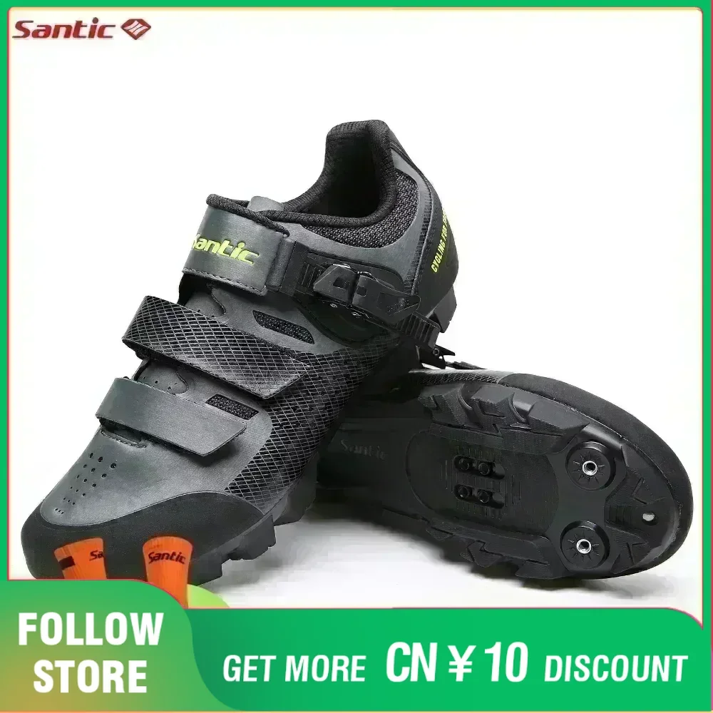 Santic Cycling MTB Lock Shoes Outdoor Breathable Men\'s SPD Mountain Bike Locking Shoes Nylon Sole Moutain Riding Sneakers Unisex