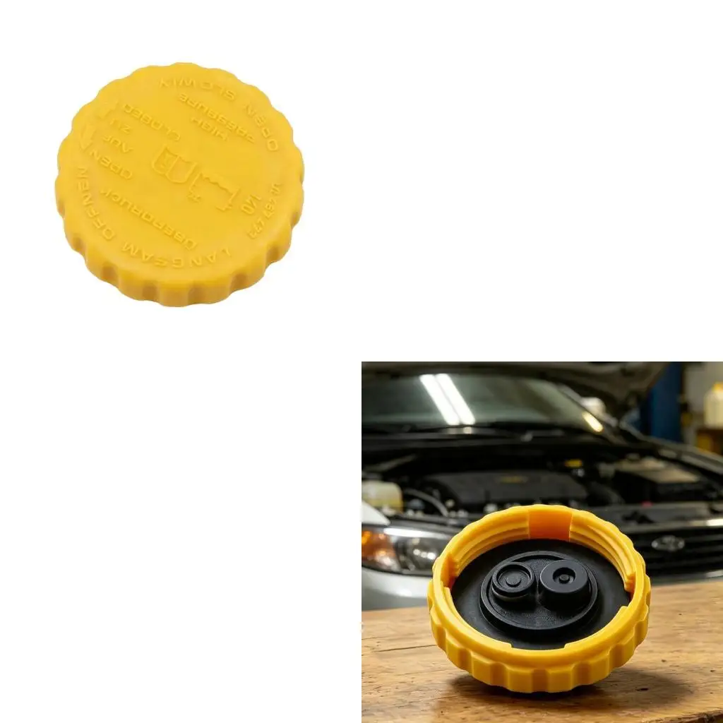 Cooling System Cap 90467473, Yellow ABS Radiator Cap With Visible Warning Text and Grip Ridges for Checks  