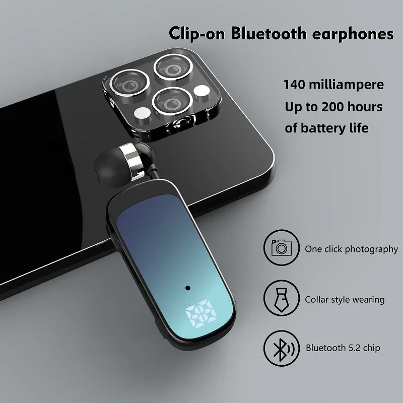 Lavalier Business Bluetooth 5.2 Cuffia Chiamata/Musica 20H Cancellazione del rumore Auricolare wireless Vibrazione Ricorda Auricolare Sport Auricolari