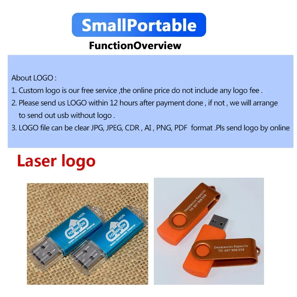 50Pcs/lot USB 2.0 Flash Drive 128MB 1GB2GB 4GB 8GB Pen Drive 16GB Pendrive 32GB USB Stick 64GB Memory Flash Disk Free Laser Logo