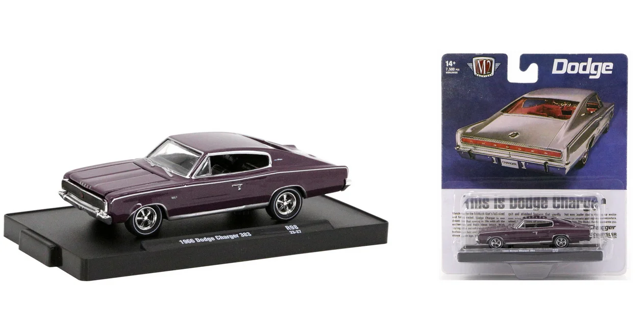 M2 machines 1/64 1966 Dodge Charger 383 Die-cast alloy car model collection display child gift