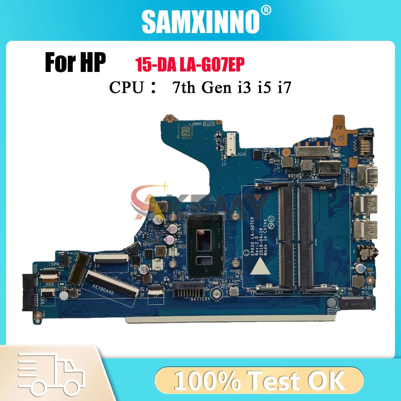 

LA-G07EP Материнская плата для ноутбука HP Pavilion 15-DA 250 G7 с процессором i3 i5 i7 7-го и 8-го поколения DDR4 L20369-601 L20371-001